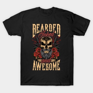 Bearded Inked And Awesome Badass Dad T-Shirt